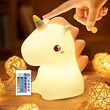 One Fire Nachtlicht Kinder Einhorn Geschenke für Mädchen, 16 Farben 5 Helligkeit Nachtlicht Baby Lampe Kinderzimmer,1200 mAh Unicorn Nachtlicht Batterie Nachtlampe Kinderzimmer,Stilllicht Kawaii Deko