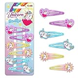 CRAZE Unicorn Clips 6 Haarspangen Set Haarschmuck Mädchenschmuck mit süßen Einhorn Motiven 36563, Hair Accessoires