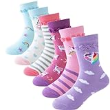 Cirorld Kinder Socken Mädchen Lustige Einhorn Meerjungfrau Socken Süße Bunte Kindersocken Baumwolle Socken, 2-11 Jahre, 6 Paare