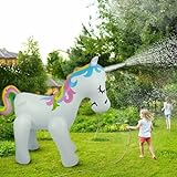 Float Joy Aufblasbare Einhorn Sprinkler Wasser Spielzeug für Kinder Outdoor Sommer Hof und im Freien Spielen Kinder und Erwachsene Sommer Party Favorit